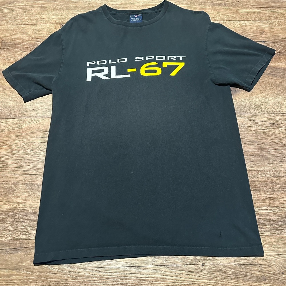 Polo Sport Ralph Lauren Black RL-67 Graphic T-Shirt Mens Small